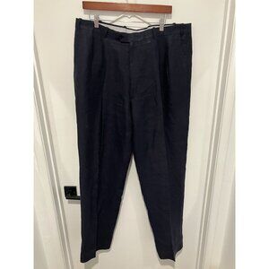 Corti Men's Made In Italy 100% Linen Slacks, Navy, Size 38R